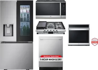 5 Piece Package Includes Refrigerator, Cooktop, Wall Oven, Microwave And Dishwasher