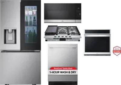 5 Piece Package Includes Refrigerator, Cooktop, Wall Oven, Microwave And Dishwasher