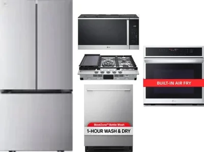 5 Piece Package Includes Refrigerator, Cooktop, Wall Oven, Microwave And Dishwasher