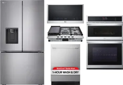 5 Piece Package Includes Refrigerator, Cooktop, Wall Oven, Microwave And Dishwasher