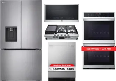5 Piece Package Includes Refrigerator, Cooktop, Wall Oven, Microwave And Dishwasher
