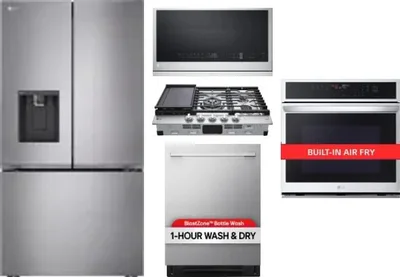 5 Piece Package Includes Refrigerator, Cooktop, Wall Oven, Microwave And Dishwasher