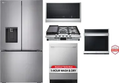 5 Piece Package Includes Refrigerator, Cooktop, Wall Oven, Microwave And Dishwasher