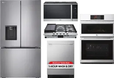 5 Piece Package Includes Refrigerator, Cooktop, Wall Oven, Microwave And Dishwasher