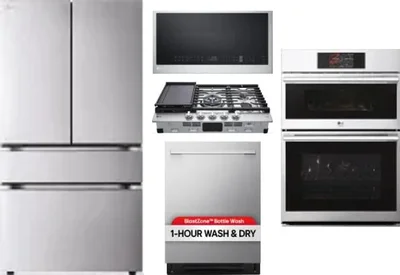 5 Piece Package Includes Refrigerator, Cooktop, Wall Oven, Microwave And Dishwasher