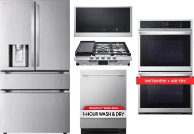 5 Piece Package Includes Refrigerator, Cooktop, Wall Oven, Microwave And Dishwasher