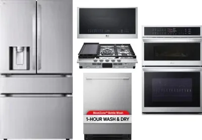 5 Piece Package Includes Refrigerator, Cooktop, Wall Oven, Microwave And Dishwasher
