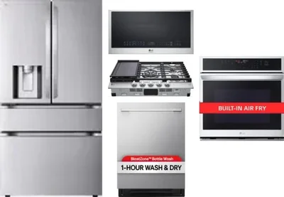 5 Piece Package Includes Refrigerator, Cooktop, Wall Oven, Microwave And Dishwasher