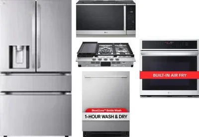 5 Piece Package Includes Refrigerator, Cooktop, Wall Oven, Microwave And Dishwasher