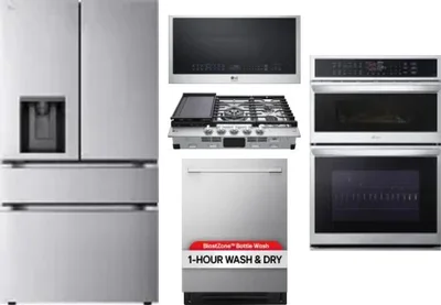 5 Piece Package Includes Refrigerator, Cooktop, Wall Oven, Microwave And Dishwasher