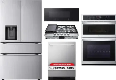 5 Piece Package Includes Refrigerator, Cooktop, Wall Oven, Microwave And Dishwasher