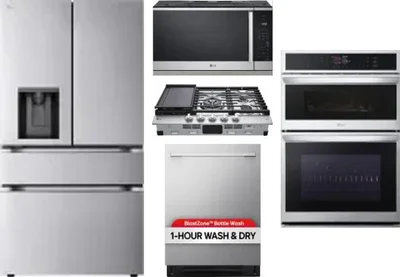 5 Piece Package Includes Refrigerator, Cooktop, Wall Oven, Microwave And Dishwasher