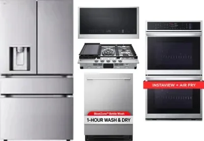 5 Piece Package Includes Refrigerator, Cooktop, Wall Oven, Microwave And Dishwasher