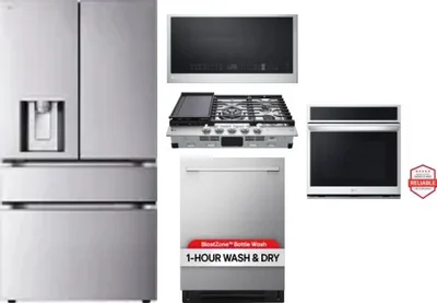 5 Piece Package Includes Refrigerator, Cooktop, Wall Oven, Microwave And Dishwasher