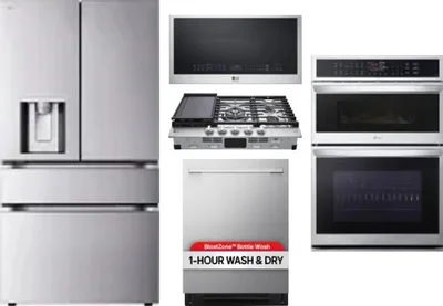 5 Piece Package Includes Refrigerator, Cooktop, Wall Oven, Microwave And Dishwasher