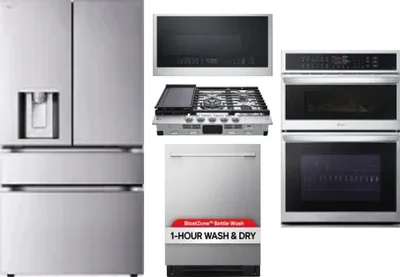 5 Piece Package Includes Refrigerator, Cooktop, Wall Oven, Microwave And Dishwasher