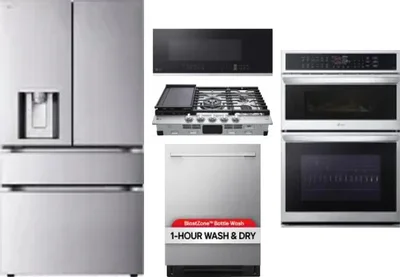 5 Piece Package Includes Refrigerator, Cooktop, Wall Oven, Microwave And Dishwasher