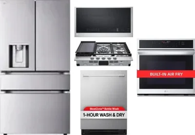 5 Piece Package Includes Refrigerator, Cooktop, Wall Oven, Microwave And Dishwasher