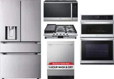 5 Piece Package Includes Refrigerator, Cooktop, Wall Oven, Microwave And Dishwasher
