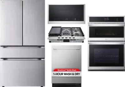 5 Piece Package Includes Refrigerator, Cooktop, Wall Oven, Microwave And Dishwasher