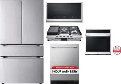 5 Piece Package Includes Refrigerator, Cooktop, Wall Oven, Microwave And Dishwasher