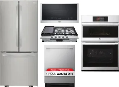 5 Piece Package Includes Refrigerator, Cooktop, Wall Oven, Microwave And Dishwasher
