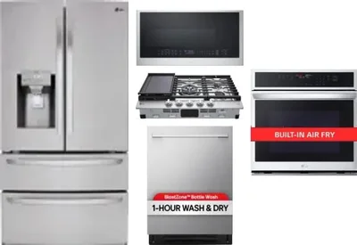 5 Piece Package Includes Refrigerator, Cooktop, Wall Oven, Microwave And Dishwasher