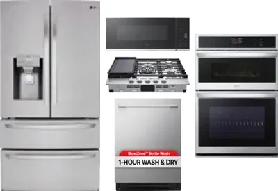 5 Piece Package Includes Refrigerator, Cooktop, Wall Oven, Microwave And Dishwasher