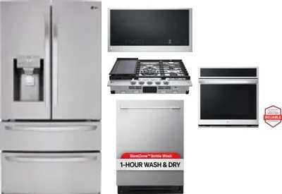 5 Piece Package Includes Refrigerator, Cooktop, Wall Oven, Microwave And Dishwasher