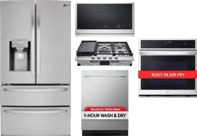 5 Piece Package Includes Refrigerator, Cooktop, Wall Oven, Microwave And Dishwasher