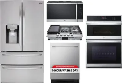 5 Piece Package Includes Refrigerator, Cooktop, Wall Oven, Microwave And Dishwasher