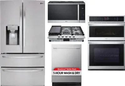 5 Piece Package Includes Refrigerator, Cooktop, Wall Oven, Microwave And Dishwasher