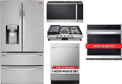 5 Piece Package Includes Refrigerator, Cooktop, Wall Oven, Microwave And Dishwasher