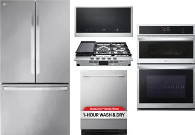 5 Piece Package Includes Refrigerator, Cooktop, Wall Oven, Microwave And Dishwasher