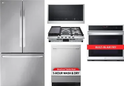 5 Piece Package Includes Refrigerator, Cooktop, Wall Oven, Microwave And Dishwasher