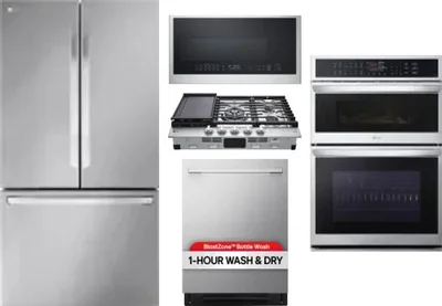 5 Piece Package Includes Refrigerator, Cooktop, Wall Oven, Microwave And Dishwasher