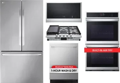 5 Piece Package Includes Refrigerator, Cooktop, Wall Oven, Microwave And Dishwasher