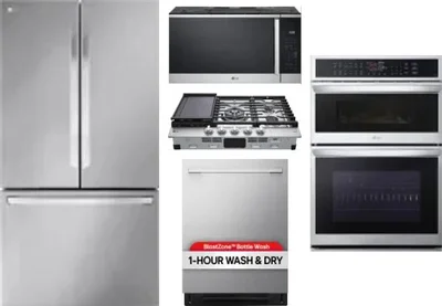 5 Piece Package Includes Refrigerator, Cooktop, Wall Oven, Microwave And Dishwasher