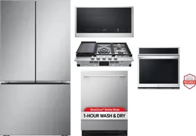 5 Piece Package Includes Refrigerator, Cooktop, Wall Oven, Microwave And Dishwasher