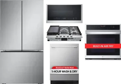 5 Piece Package Includes Refrigerator, Cooktop, Wall Oven, Microwave And Dishwasher