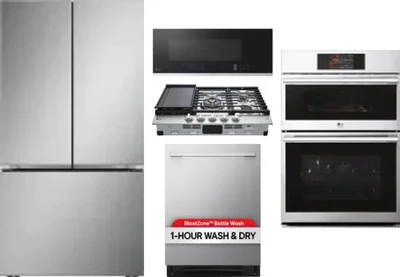 5 Piece Package Includes Refrigerator, Cooktop, Wall Oven, Microwave And Dishwasher