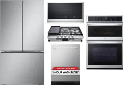 5 Piece Package Includes Refrigerator, Cooktop, Wall Oven, Microwave And Dishwasher