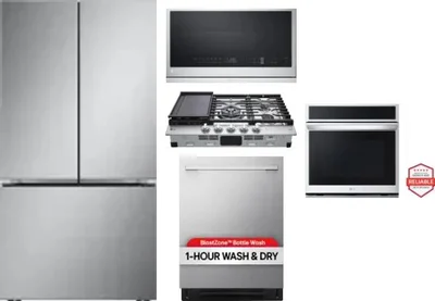 5 Piece Package Includes Refrigerator, Cooktop, Wall Oven, Microwave And Dishwasher