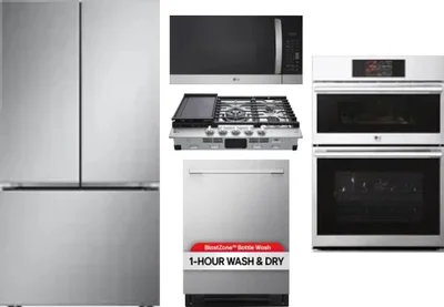 5 Piece Package Includes Refrigerator, Cooktop, Wall Oven, Microwave And Dishwasher