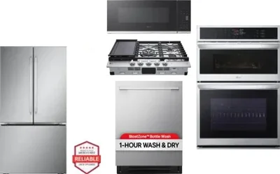 5 Piece Package Includes Refrigerator, Cooktop, Wall Oven, Microwave And Dishwasher