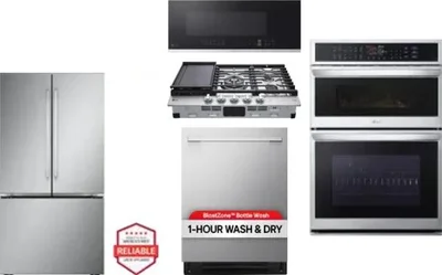 5 Piece Package Includes Refrigerator, Cooktop, Wall Oven, Microwave And Dishwasher