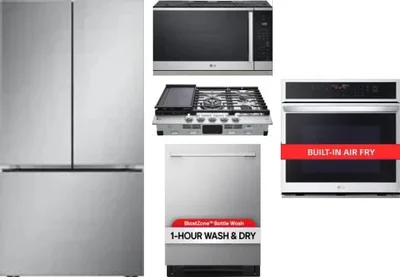 5 Piece Package Includes Refrigerator, Cooktop, Wall Oven, Microwave And Dishwasher