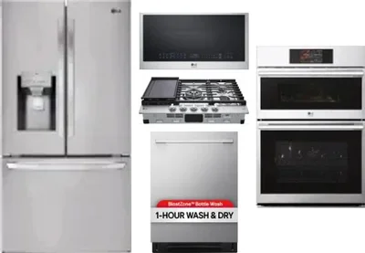 5 Piece Package Includes Refrigerator, Cooktop, Wall Oven, Microwave And Dishwasher