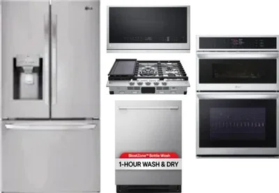 5 Piece Package Includes Refrigerator, Cooktop, Wall Oven, Microwave And Dishwasher