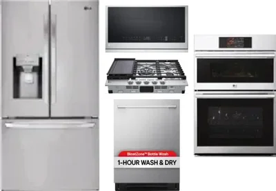 5 Piece Package Includes Refrigerator, Cooktop, Wall Oven, Microwave And Dishwasher